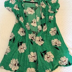 ASOS Teal and White Floral Blouse